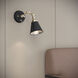 Edith 9 inch 60 watt Matte Black/Vintage Brass Swing Arm Sconce Wall Light